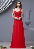 Red Empire Waist Chiffon Evening Dress (OGT024E)