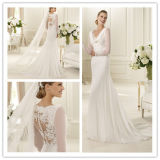 Long sleeve chiffon wedding dress wd33067