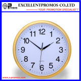Gold Frame Logo Printing Round Plastic Wall Clock (Item21)