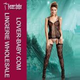 Woman Floral Mesh and Strings Garter Sexy Body Stocking (L92258)