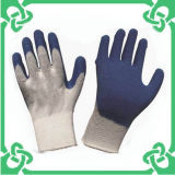 Purple Crinkly Coated Latex Glove for Safe Working