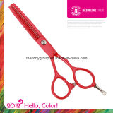 Red Teflon Coating Convex-Edge Stainless Steel Barber Scissors R1rt Red Hair Shear