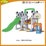 2015 Children Plastic Panda Slide and Swing with Basketball Stand