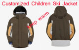 DIY Promotion Outdoor Good Quality Garment, Children's Jacket, Windproof and Waterproof Breathable Ski Mountaineering Sport Wears in Coffee Colour