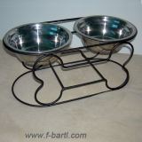 Pet Feeder with Two Stainless Steel Bowls (F11PF008)