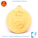 Custom 3D Gold Plated Horse Head Embossed Text Medal (LN-0108)