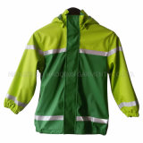 Green PU Reflective Raincoat for Children