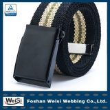 Stripe Belt with Black Buckle for Men