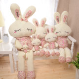 Hot-Sale Fabric Stuffed Floral Squinting Rabbit Toy (HD-PL-001)