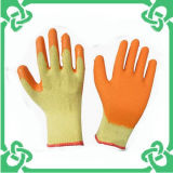 Yellow Crinkly Coated Latex Glove for Safe Working