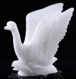 Natural White Stone Jade Bird Carvings, Swan Sculpture (Q73)