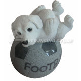 Dog on Football Carving, Marble Statues