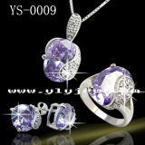 925 Silver Jewellery Set with Purple CZ (YS-0009)
