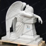 China White Marble Weeping Angel Memorial Sculpture