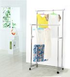 (FH-CA02-A) Grey Double-Pole Clothes Rack, Movable, Adjustable, Extendable Clothes Airer, Stainless Steel Clothes Hanger, Many Color Available