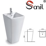 Bathroom Used Rectangular Ceramic Pedestal Wash Sink (S9073)