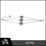 Classic Design Colorful Gemstone Cute Flower Shape Silver Bracelet Jewelry