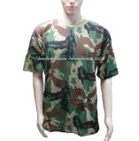 Military Woodland Camouflage T-Shirt with Circle Neck