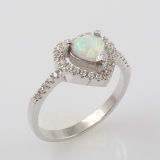 White Gold 925 Silver Opal Ring Jewellery