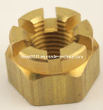 High Precision Hexagon Slotted Brass Castle Nut for Mounting Radiator