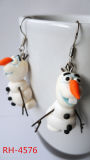 Frozen Movie Olaf Snowman Polymer Clay Earrings (RH-4576)