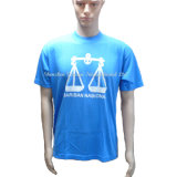 Single Jersey Silk Screen Printing Blue T-Shirt