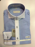 Men's Business Long Sleeve Shouder Tab Contrast Fabric Shirt