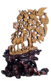 Natural Tiger Eye Crane&Deer Carving, Crystal Ornament (AG18)