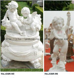 Natural Stone Carving White Marble Angel Character Sculpture (YKCSK-04)