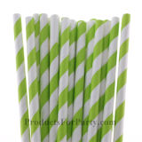 Disposable Green Striped Paper Straw Best for Christmas Party Decoration