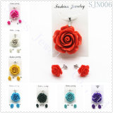 Fashion Flower 925 Silver Necklace and Earring Set  (SJN006)
