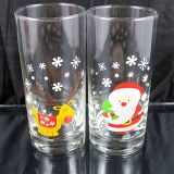 Christmas Design Decal Glass Cup / Glassware