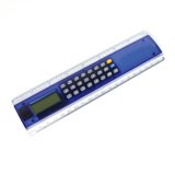 Transparent Frosted Plastic Ruler with Integrated Calculator.