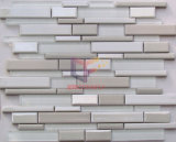 Beige Cracked Effect Ceramic with Super White Glass Mosaic (CFS652)