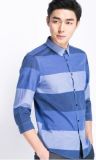 100% Cotton Turtle Collar Navy Blue Fashion Dress Shirts for Men