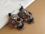 Fashion White Crystal & Rhinestone Skull Large Earrings Funky Jewelry Jewellery for Women Girls Ladies