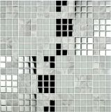 2015 Unique Pattern Glass Marble Mosaic Tile Mixed with Stainless Steel (PTN2015)