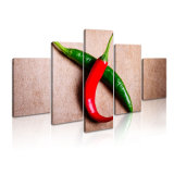 Red and Green Pepper Canvas Printed Painting for Wall Decoration