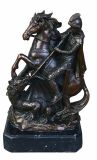 Bronze Warrior Riding Horse Fighting with Dragon Sculpture & Statue (TPY-065)