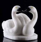 Natural White Stone Swan Carving Crystal Home Decoration #Ae35