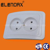 Plastic Base Flush Mounted 2 Pin Double Socket Outlet (F2209P)