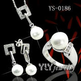 Lady's Silver Jewellery Set with Pearl (YS-0186)