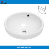China Factory Supply Project Round Cupc Semi-Recessed Bathroom Sink (SN130-506)