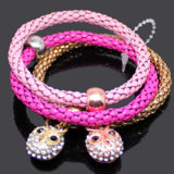 Brand New Owl Jewelry, Colored Webnet Chain with Owl Charms Bracelet