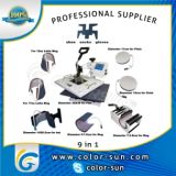 on Sale! Combo 9 in 1 Multifunction Sublimation Heat Press Machine for Shoe/Shock/Cap/T-Shirt/Phone Case/Mug/Plate