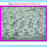 Lively White Floral Plain Embroidery Fabric for Garment