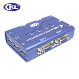 Ckl Plastic Case 4 Port Auto USB VGA Kvm Switch (CKL-74UA) with Audio & Microphone