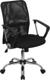 Black Mesh Office Task Chair with Chrome Base and Wide Backrest
