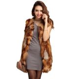 V53-Fall Winter Design Natural Rex Rabbit Fur Vest, Medium-Long Fox Coat, Women's Winter Luxury Sleeveless Fur Garment