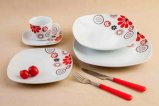 20 PCS White Porcelain Square Dinnerware Sets with Decal